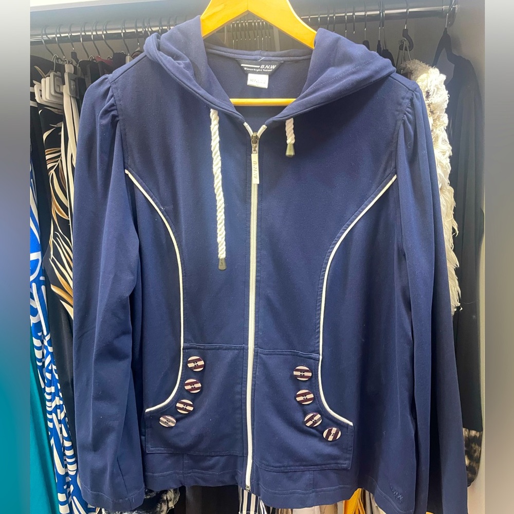 Nautical Zipper Drawstring Hoodie by BNW